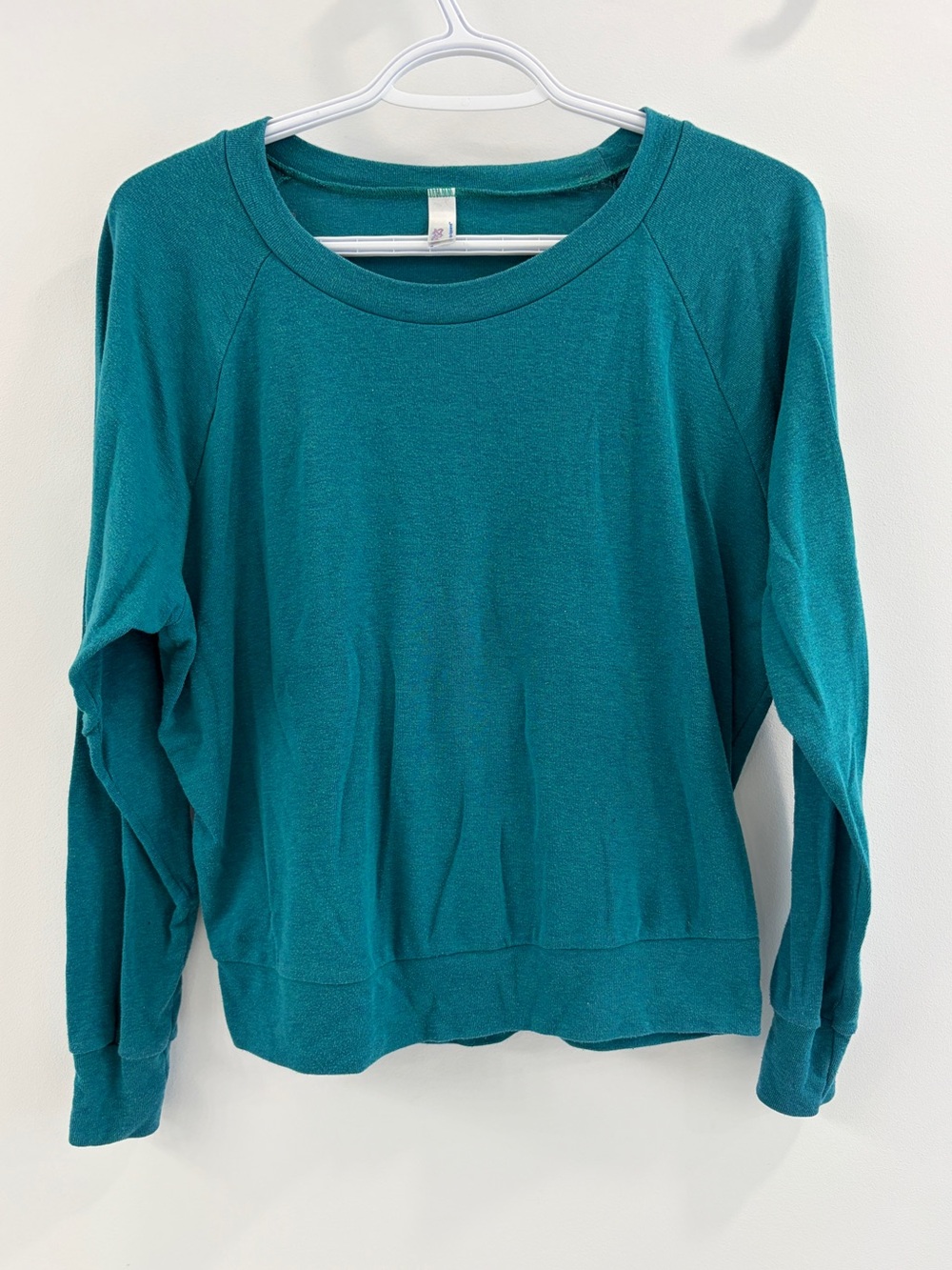 American Apparel Women's Teal Long-Sleeve Pullover Top - Small